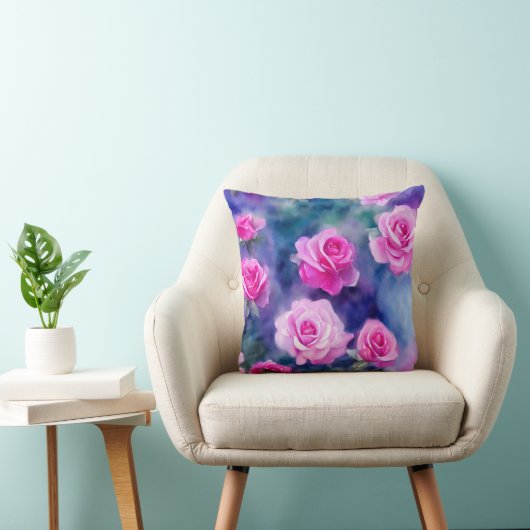 ビューティフルウォーターカラーピンクローズトレンディーコレクション クッション (椅子)