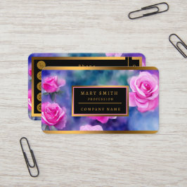 ビューティフルウォーターカラーピンクローズトレンディーコレクション 名刺