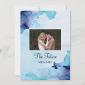 ビューティフルウォーターカラーブルー婚約パーティ招待状 招待状 (正面)