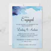 ビューティフルウォーターカラーブルー婚約パーティ招待状 招待状 (裏面)