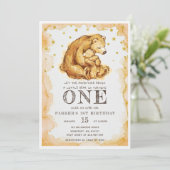 ビューティフルウォーターカラーベア誕生日 招待状 (スタンド正面)