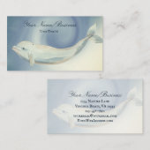 ビューティフルウォーターカラーベルーガクジラ海ビーチ 名刺 (正面/裏面)