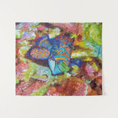 ビューティフルウォーターカラーマンダリンフィッシュデザイン タペストリー (正面(横))