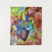 ビューティフルウォーターカラーマンダリンフィッシュデザイン タペストリー (正面)