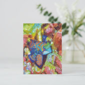 ビューティフルウォーターカラーマンダリンフィッシュデザイン ポストカード (スタンド正面)