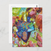 ビューティフルウォーターカラーマンダリンフィッシュデザイン ポストカード (正面/裏面)