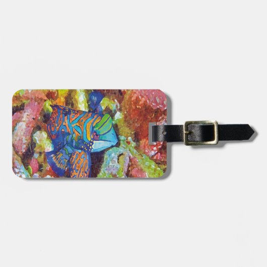 ビューティフルウォーターカラーマンダリンフィッシュデザイン ラゲッジタグ (正面横)