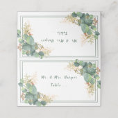 ビューティフルウォーターカラーユーカリ金ゴールドフィリグリー プレイスカード (外部開封)