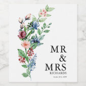 ビューティフルウォーターフローラ結婚ブーケ ワインラベル (シングルラベル)