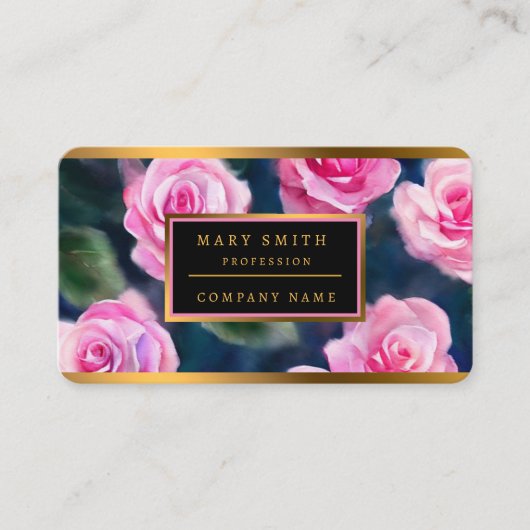 ビューティフルウォーター人気があるカラーピンクローズコレクション 名刺 (正面)