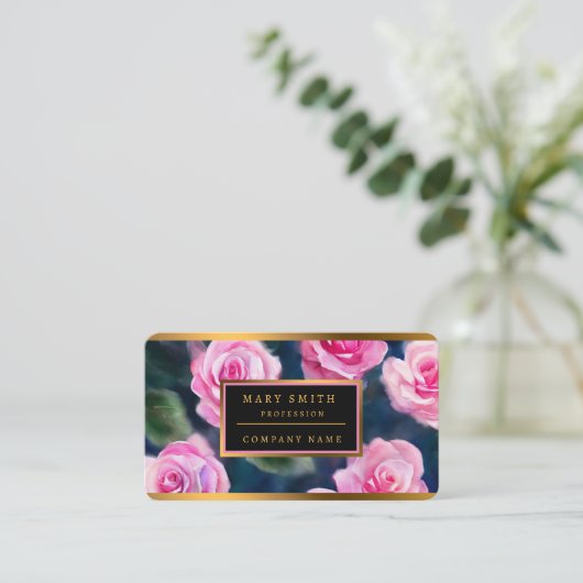 ビューティフルウォーター人気があるカラーピンクローズコレクション 名刺 (スタンド正面)