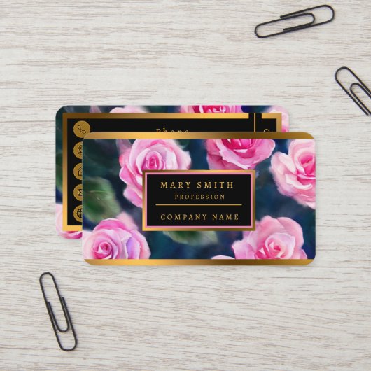 ビューティフルウォーター人気があるカラーピンクローズコレクション 名刺 (正面/裏面インサイチュ)