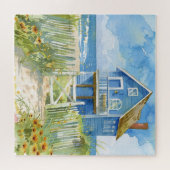 ビューティフルウォーター色ビーチコテージ ジグソーパズル (横)