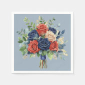 ビューティフルウォーター色フローラブーケ スタンダードカクテルナプキン (正面)