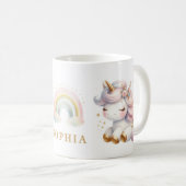 ビューティフルウォーター色フローラユニコーン誕生日 コーヒーマグカップ (正面右)