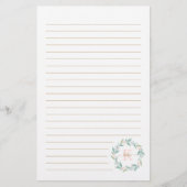 ビューティフルウォーター色フローラリースモノグラム 便箋 (正面)