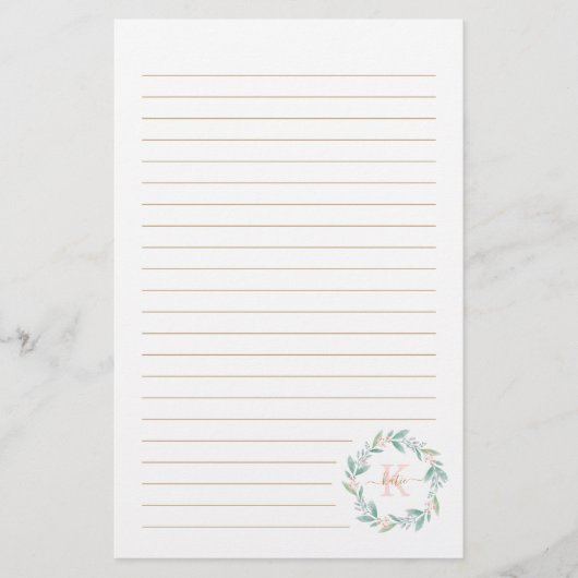 ビューティフルウォーター色フローラリースモノグラム 便箋 (正面)