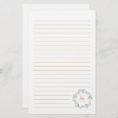 ビューティフルウォーター色フローラリースモノグラム 便箋 (正面/裏面)