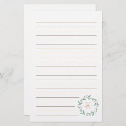 ビューティフルウォーター色フローラリースモノグラム 便箋 (正面/裏面)