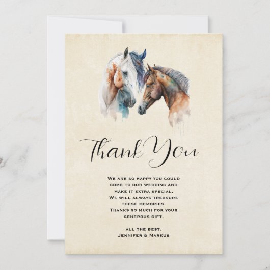 ビューティフルウズウェスタンボホスタイル結婚ズ サンキューカード (正面)