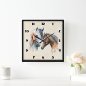 ビューティフルウズウェスタンボホスタイル スクエア壁時計 (ホーム)