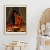 ビューティフルウーマンインディアンデジタルアートポートレートサリー ポスター