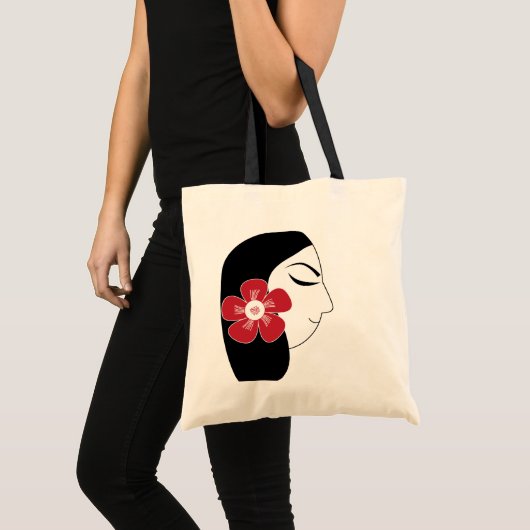 ビューティフルウーマンガールイラストレーション トートバッグ (正面(商品))