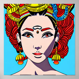 ビューティフルウーマンスタイリッシュオートオートクチュールアニメスタイル ポスター