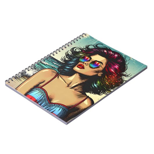 ビューティフルウーマンビーチ漫画ブックアーポップ・アートのト ノートブック (左側)