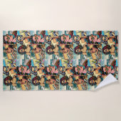 ビューティフルウーマンビーチ漫画ブックアーポップ・アートのト ビーチタオル (正面)