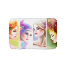 ビューティフルウーマン顔コラージュ バスマット