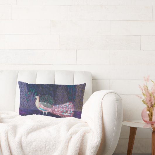 ビューティフルエメラルドグリーンターコイズ孔雀 ランバークッション (ソファ)