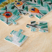 ビューティフルエメラルドグリーン、ターコイズ孔雀 ジグソーパズル (側面)