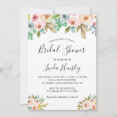 ビューティフルエレガンスウォーターカラーフローラブライダルシャワー 招待状 (正面)