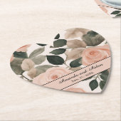 ビューティフルエレガントウォーター色赤面ピンクピーチバラ ペーパーコースター (アングル)