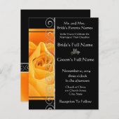 ビューティフルエレガントオレンジバラ結婚式招待状 インビテーションポストカード (正面/裏面)