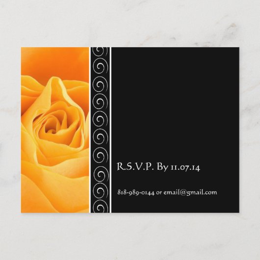 ビューティフルエレガントオレンジバラ結婚式招待状 インビテーションポストカード (裏面)
