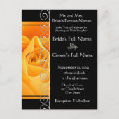 ビューティフルエレガントオレンジバラ結婚式招待状 インビテーションポストカード (正面)