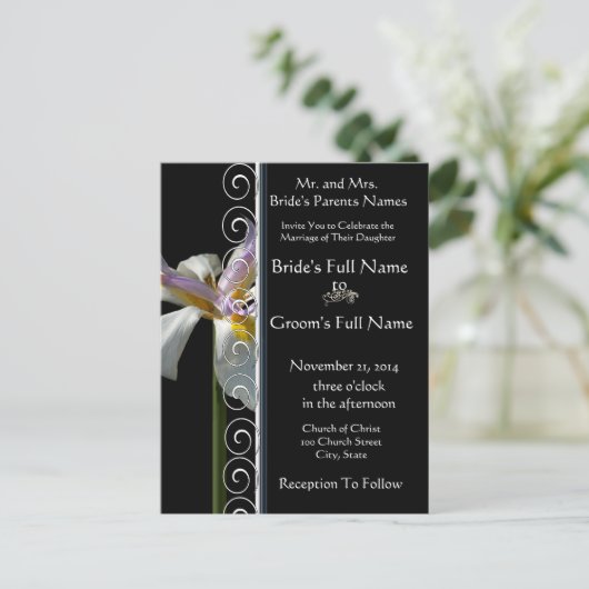 ビューティフルエレガントオーキッド結婚式招待状 インビテーションポストカード (スタンド正面)