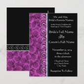ビューティフルエレガントパープルバラ結婚式招待状 インビテーションポストカード (正面/裏面)