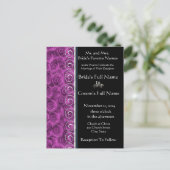 ビューティフルエレガントパープルバラ結婚式招待状 インビテーションポストカード (スタンド正面)