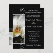 ビューティフルエレガントホワイトオーキッド結婚式招待状 インビテーションポストカード (正面/裏面)