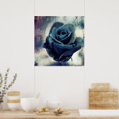 ビューティフルエレガントマジカル芸術的ブルーバラ ポスター (キッチン)