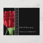 ビューティフルエレガントレッドローズ結婚式招待状 インビテーションポストカード (裏面)
