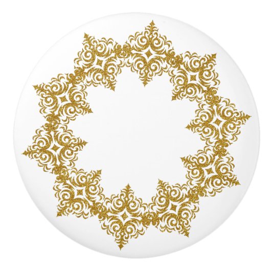 ビューティフルエレガント金ゴールドディアダムデザイン セラミックノブ (正面)