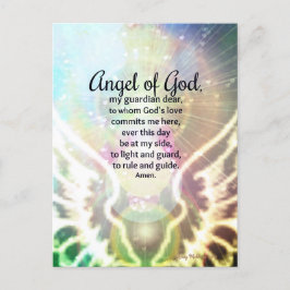 ビューティフルエンジェルオブゴッド祈りの言葉ウィングスグリーンブルー ポストカード