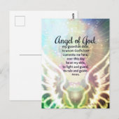 ビューティフルエンジェルオブゴッド祈りの言葉ウィングスグリーンブルー ポストカード (正面/裏面)