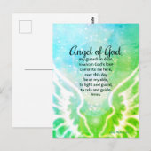 ビューティフルエンジェルオブゴッド祈りの言葉ブライトグリーンブルー ポストカード (正面/裏面)