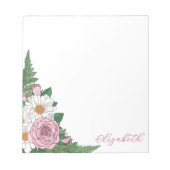 ビューティフルオックスアイデイジーピンクローズフローラ ノートパッド (正面)