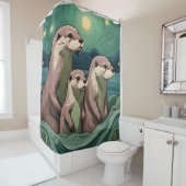 ビューティフルオッタファミリーヴァンゴッホスタイル シャワーカーテン (インサイチュ)